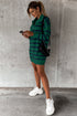 Striped O-Ring Zip Front Collared Drop Shoulder Long Sleeve Sweater Dress